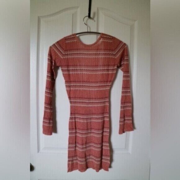 NWT L*Space Mini Dress Bathing Suit Coverup Tunic Striped Knit Long Sleeve - Picture 4 of 12